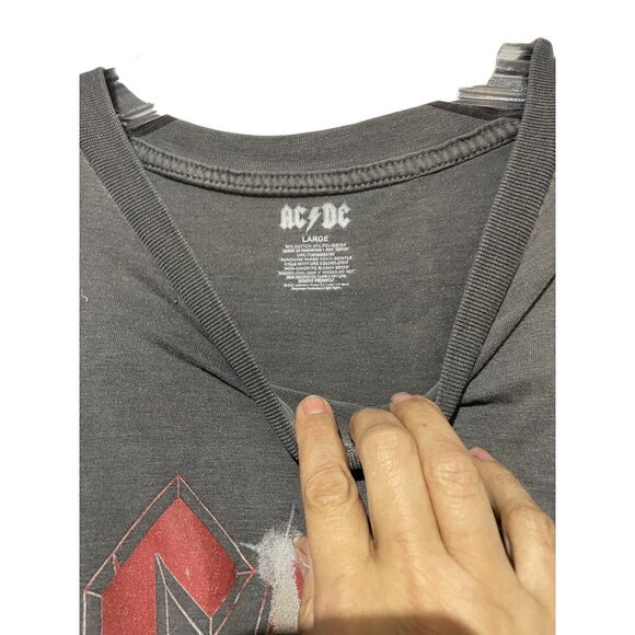 AC/DC Graphic Long-Sleeve Band Tee Rock Music Flame Design Gray L - Picture 6 of 7